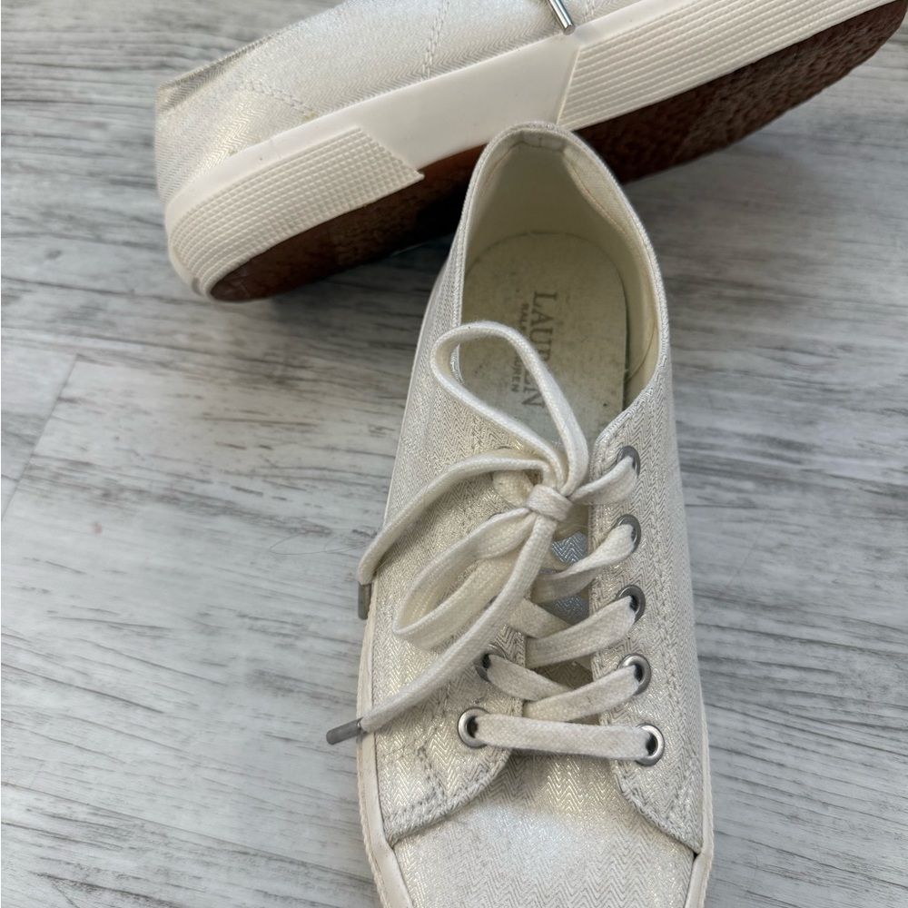 Lauren Ralph Lauren Pearl White Lace-Up Sneakers